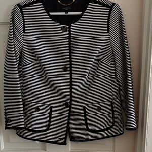 Talbots Women's Black and White Striped Blazer